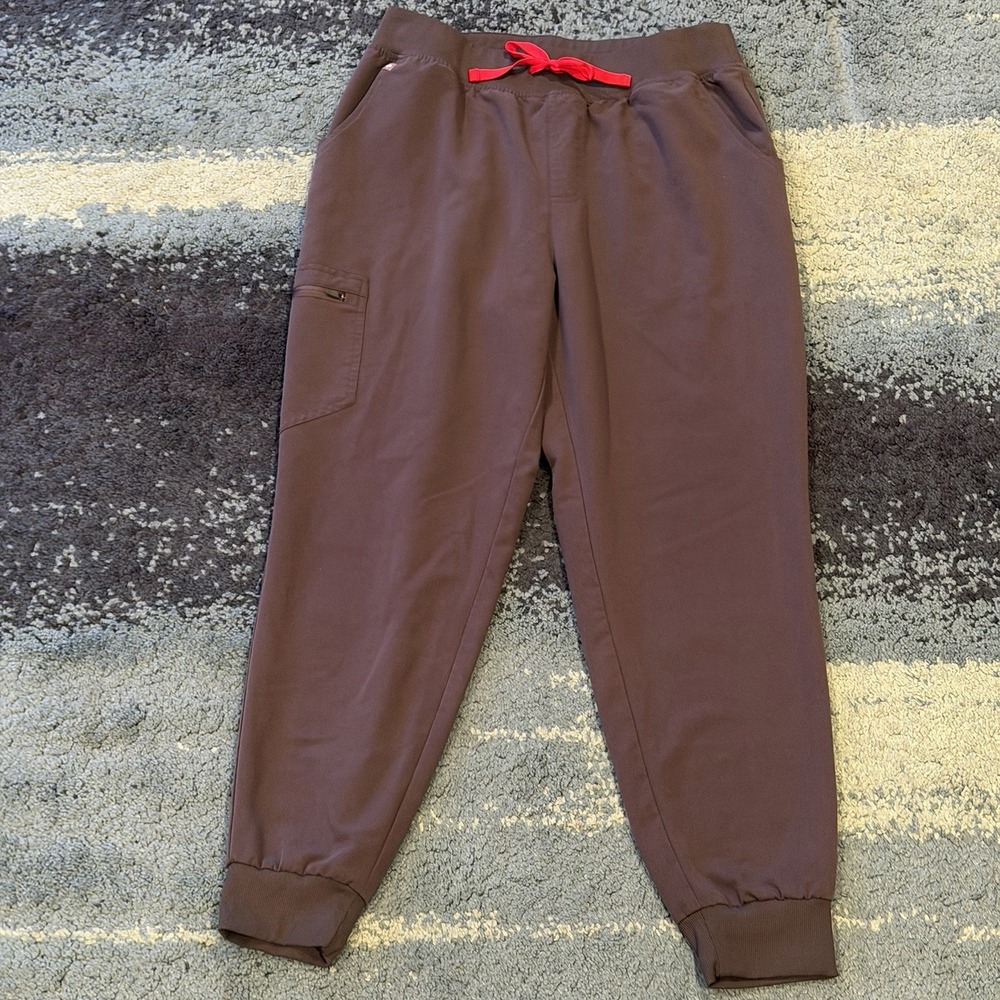 FIGS Zamora Jogger Pants Gray Scrub Cargo Pocket Elastic Waist Women's XL